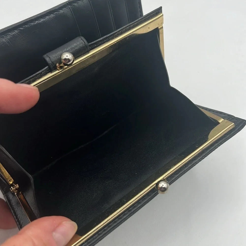 MCM Nylon & Leather Logo Kiss Lock Wallet black Made in Germany authentic